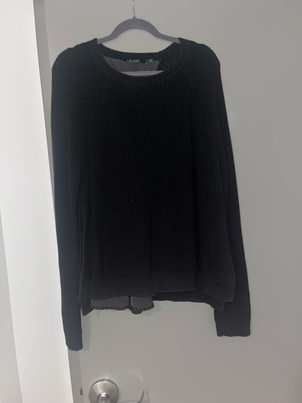 Lauren Ralph Lauren Size XL Black Knit Double layer Crewneck Sweater